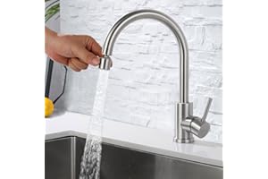 ONECE Bateria kuchenna z 2 trybami prysznica, kran kuchenny wysokociśnieniowa armatura zlewozmywakowa ze stali nierdzewnej, obracana o 360° bateria mieszakowa do kuchni, matowa