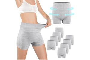 ACWOO Ropa Interior Posparto de Cintura Alta Desechable para Cesárea, 9 PCS Braguitas Embarazada sin Costura, Ropa Interior de Cesárea de Maternidad, Súper Elástico, Transpirable, Absorbente