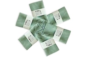 Gohytal Tovaglioli in tessuto di lino, set da 6 pezzi, tovaglioli in lino sostenibili, di alta qualità, lavabili, decorazione da tavolo, per feste, cucina, cena, caffetteria, ristorante (verde chiaro)
