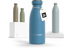 LARS NYSØM Borraccia Termica 350ml in Acciaio Inox | Bottiglia isolata 0.35 litro | Bottiglia d'Acqua a Tenuta stagna per Sport, Bicicletta, Cane, Bambino, (Calypso Blue, 350ml)