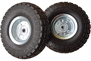 2 x FROSAL PU Rad Bollerwagen Ø 260 mm 4.10/3.50-4 | Sackkarrenrad Ersatzrad Reifen Sackkarre | Achse 16 mm | pannensicher Vollgummi | Stahlfelge silber