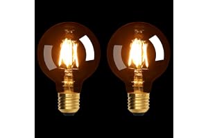 Terafeels 2 Pack E27 Vintage LED Glödlampor Dimbara, G80, 4W, 2200K, Bärnstensfärgat Glas