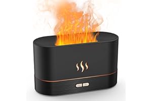 Jeebel Aroma Diffuser mit Flammen Effekt, Ultraschall Vernebler Luftbefeuchter DuftöL Diffuser mit 2 Helligkeit Einstellbar & Wasserlose Abschaltautomatik