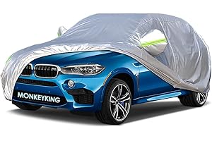 SMARTRICH MonkeyKing Autoabdeckung Vollgarage Autoplane Wasserdicht Autogarage gegen UV-Strahlung, Sonne, Staub, EIS, Frost, Schnee Winter & Sommer Fit Auto SUVs von 450-495cm