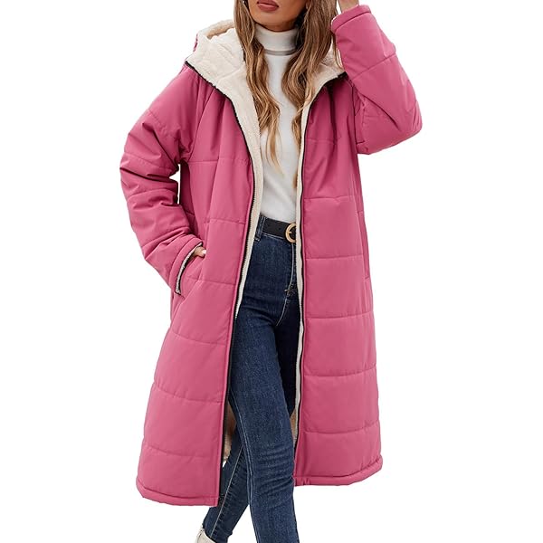 Tuopuda Winterjas voor dames, gewatteerde pufferjas, lichtgewicht, lange donsjas met capuchon, ritssluiting, warme winter parka, zijsplit, winddicht bovenkleding met zakken, Blauw, S