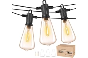ZOTOYI Outdoor String Lights Mains Powered 150FT, Waterproof IP65 Festoon Lights Outdoor with 73+3Pcs Vintage Bulbs, Shatterproof Garden Lights for Backyard Outside Patio Party Pergola Wedding