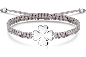 Jrêveinfini Trebol 4 Hojas Pulsera Mujer Niña Plata de Ley 925, Amistad Pulsera Niña, Pulsera Trenzado Cuerda Antialergica Suerte Amuleto, Originales Regalos Mujer Cumpleaños