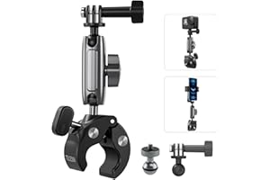 TELESIN Supporto per Moto/Bicicletta per GoPro, Supporto per DJI Osmo Action 5 Pro 4 3 Osmo Pocket 3 GoPro Hero 13 12 11 10 9 8 Insta360 X3 X4, Con testa a sfera doppia a 360° e adattatore da 1/4-20mm