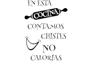 SOUL ART GRAPHICS SoulArt® Vinilo decorativo con frase "En esta cocina contamos chistes no calorias" Pegatinas decorativas cocina. Decoración cocina, vinilo pared autoadhesivo, vinilo de corte (20x29cm)