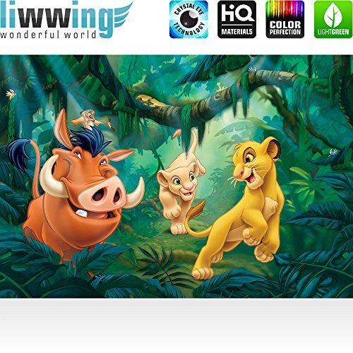 Vlies Fototapete 416x254cm PREMIUM PLUS Wand Foto Tapete Wand Bild Vliestapete – Disney Tapete König der Löwen Kindertapete Pumba Timon Nala Sarafina grün – no. 2275 - 2