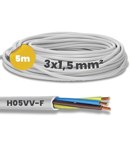 Câble Électrique H05VV-F 3G 1.5 Mm² – Noir – Longueurs 10m à 100m