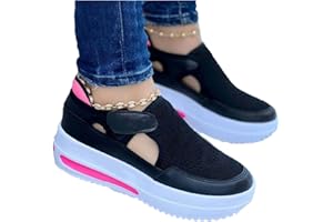 MQSS 2022 Printemps Baskets Femmes, Femme Chaussures De Sport Course Running Mesh Respirantes Confortable Léger Toile Femmes Mode Formateurs Chaussures(Size:EU 42, Color:Le Noir)