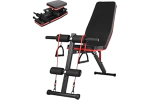 MI KO MI KA Banco de Mancuerna Plegable Inclinable Banco de Pesas Musculación Multifuncional para Entrenamiento Completo Máquina de Fitness Gimnasio Hogar