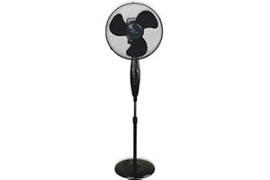 FAVELOT AirFrischer Standventilator mit Raumduft | angenehm leise | Ø 40 cm | effizienter, 45 Watt starker Ventilator | höhenverstellbar, oszillierend/schwenkbar | runde Basis | schwarz