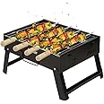Chefman Mini Portable Table Top Charcoal Barbeque Grill for Outdoor Cooking, Featuring Foldable Legs, Removable Grill, and 4 Skewers, Perfect for Camping, Tailgating, Picnics, and Backyard Barbecues