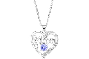 BESPMOSP Mum Necklace Mother's Day Gifts Heart Gifts Birthday Gifts For Mum Crystal Pendant Necklace