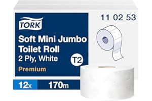 Tork 110253 Mini Jumbo Papier toilette double épaisseur Blanc 170 m