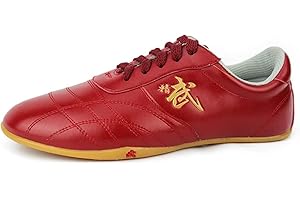 fayengan Scarpe Taichi Kong Fu, Scarpe Taekwondo Unisex per Formazione Boxing Karate (Color : Red, Size : 41 EU)