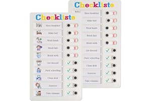 VELLICHOR Checklist Board, Checklisten-Tafel Aufgabenliste zum Aufkleben, wiederverwendbares Memoboard für Kinder,Aufgabenplaner Kinder, Aufgabenliste für Kinder (Checkliste-2pcs)