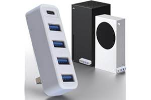 KOIIKO 5 Ports USB Hub for Xbox Series X/S Accessories, High Speed USB Hub Splitter Expansion Charge Adapter with 4 USB 2.0 Ports + 1 Type C 3.0 Port for Xbox Series S/X, Plug and Play -White
