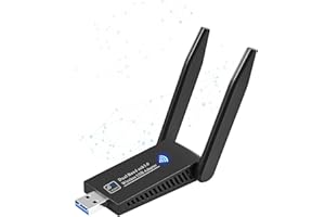 AIGITAL Clé WiFi Puissante AC1300Mbps, Adaptateur Réseau sans Fil, USB 3.0, Antennes à Gain Elevé, Dongle Carte WiFi pour PC, 2.4G/5GHz Bi-Bande, Compatible avec Windows 11/10/8.1/8/7 et macOS 10.9-10.15