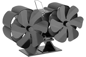 DIYARTS Wood Burner Fan, 6/12Blades Log Burner Fan, Heat Powered Fan, Wood burner Fireplace Fan, Stove Fan, Slient Fan with Stove Thermometer for Heat Circulation Eco Fire Fan Wood Burner