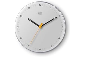 Braun Klassische Funk-Wanduhr mitteleuropäische Zeitzone (DCF/GMT+1) mit Schwenkwerk, leicht ablesbar, 23 cm Durchmesser in Weiß, Modell BC26W-DCF.
