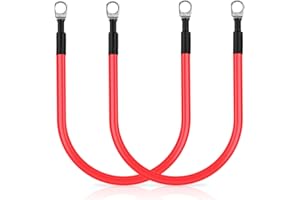 SDHIIOLP Lot de 2 câbles de batterie M8 30 cm, 12 V, câble de charge de batterie de voiture avec cosses à anneau M8, fil de cuivre 10 mm², câble de masse pour voiture, camion, moto, solaire, camping-car,