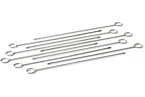 barbecook Set di 10 spiedini in Acciaio Inossidabile, riutilizzabili, Utensili da Barbecue, 33 cm