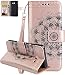 Produktbild Galaxy J3 2017 Lederhülle,Samsung Galaxy J3 2017 Hülle,Galaxy J3 2017 Silikon Hülle,Roreikes Galaxy J3 2017 Emerge Hülle Premium PU-Leder und Weiche TPU Silikon ,Kartensteckplatz,Handytasche Hülle Kunstleder im Bookstyle Klapphülle 3D Vintage Halbe Blume Embossed Design Brieftasche Flip Cover Holster Stoßfest Zubehör Standfunktion und Magnetverschluss(5,0Zoll)