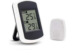 Ulable LCD Digital Thermomètre sans fil pour intérieur ou extérieur， mini capteur de température ambiante, petit précise testeur de météo dans la maison chambre et bureau, blanc