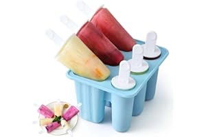 YIROCHAN Moules à sucettes glacées Moules à glace en silicone – Moule à crème glacée à 6 cavités avec bâtons, 2 formes de moules à glace réutilisables sans BPA pour enfants adultes DIY Moule à glace (Bleu)