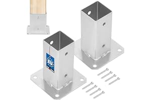 KOTARBAU® Set di 2 Supporto per Pali Quadrati 60 x 60 mm Zincato con Bullonei Manicotto Scorrevole Staffa Palo Legno Supporto Trave Ancoraggio Pali Fissaggio Pali Legno Staffa Pali Legno