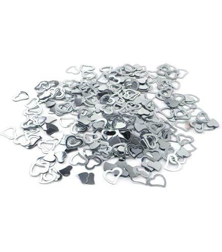 Silberhochzeit Konfetti Set - 206 Stück Mit 25, Herzen & Ringen