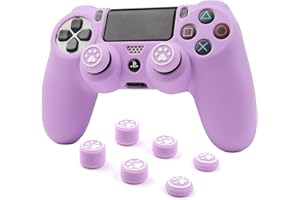 RALAN PS4 Controller Skin Silikon Lila, Anti-Rutsch Grip Cover Protector Kompatibel mit Playstation 4/PS4 Slim/PS4 Pro Controllern mit 6 Daumengriffkappen