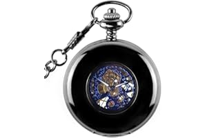 UNENDLICH U Infinite U Bleu Chiffre Romains Cadran Remontage Manuel Squelette Mécanique Montre de Poche en Acier 1*Chaîne de Gousset et 1*Chaîne Longue