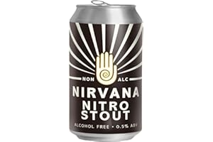 NIRVANA BREWERY Nirvana - Nitro Stout 0.5% ABV - Alcohol Free Craft Beer with Notes of Cocoa, Coffee and Caramel - Low Calorie Beer, Zero Alcohol Gift, Beer Set, Vegan Alcohol, Craft Beer Gift Set - 12 x 330ml Can