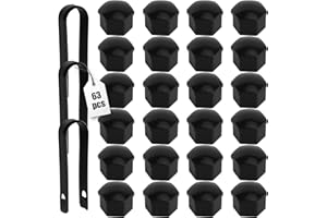QUOTRE 60 Pezzi Tappi Bulloni Ruota Copri Bulloni Auto 17 mm con 3 Strumenti di Rimozione, Copridadi Esagonali per Pneumatici per Auto, Nero