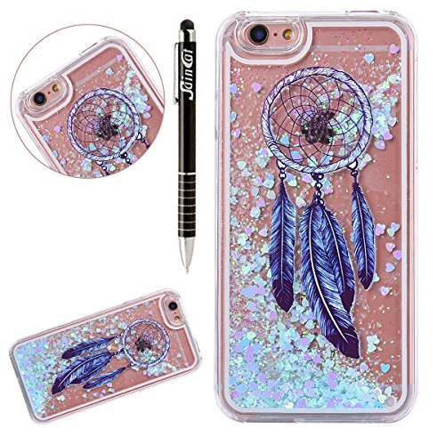 iPhone 6S Hülle, iPhone 6 Hülle,SainCat Kreativ Design 3D Transparent Hard Case Hülle Traumfänger Muster Dynamisch Liquid Fließen Flüssig Schwimmend Diamond Sequins Hülle Tasche Handyhülle Blue Love Glitter Glitzer Sparkle Hart Plastik HardCase Crystal Clear Rückseite Handytasche Rückseite Hülle Schale Etui Tasche Case Cover Beschützer Haut Schale für Apple iPhone 6/6S 4,7 Zoll (#7)