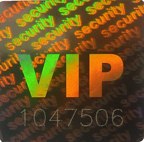 Holographic labels BY EtikettenWorld 20 mm x 20 mm ''VIP'' With Serial numbers EW-H-S1100as, Tamper proof, Water proof, Security seal labels (10000)
