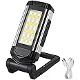 COLFULINE LED Work Light, Inspection Light Magnetic Torch Work Light, Inspection Lamp 7 Modes Portable Flashlight, Rotatable Foldable and with Hook IPX6 Waterproof for Repair, Emergency and Camping