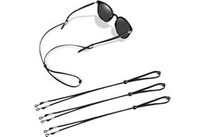 YLK 3 Pezzi Cordino Antiscivolo, Catena Occhiali da Sole, da Vista per Donna Uomo, Nylon, Nero Laccetti per Occhiali