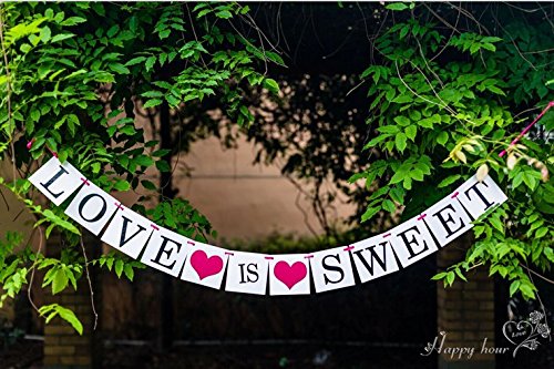 Musuntas Girlande “love is sweet", Pink Herz Hochzeits-Banner Bunting Brautparty Party Garland Henne Partei Dekoration