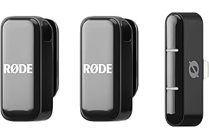 RØDE Wireless Micro - Micrófono inalámbrico Compacto, Dos micrófonos con Estuche de Carga para la creación de Contenido en Smartphone - Lightning, Negro