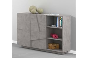 Dmora - Credenza Salvo, Buffet da soggiorno multifunzione, Madia da salotto a 2 ante, 100% Made in Italy, cm 121x38h86, Cemento