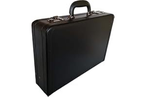 ESSENTIAL PRODUCTS Deluxe Faux Leather Expandable Executive Attache Case Briefcase (Black)