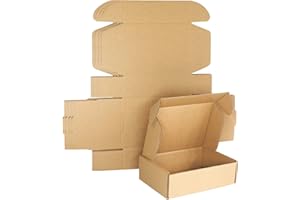 STRBOXONG Scatole di spedizione in cartone ondulato, 130x90x40 mm grandi scatole postali per la spedizione, scatole di imballaggio marrone per affari, stoccaggio o regalo (25 pezzi)