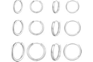 jagosen 6 Paar Creolen Silber/Gold 925 Klein für Damen Hypoallergen Sterlingsilber Mini Knorpel Creolen Ohrringe Set für Mehrere Ohrlöcher 8mm/10mm/12mm