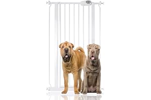 Bettacare Extra Tall Premium Cancello per Cani, 68.5cm - 75cm, Bianco, Extra Alto 104cm in Altezza, Cancelletto a Pressione per Cane e Cucciolo, Barriera per Animali Domestici e Cani