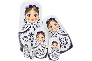 ifundom Poupées Russes gigognes en Bois Faites à la Main, Lot de 6, pour Anniversaire, Noël, Halloween, décoration de la Maison, Cadeau de vœux